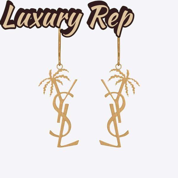 Replica Saint Laurent YSL Women Monogram Palm Earrings in Metal-Gold