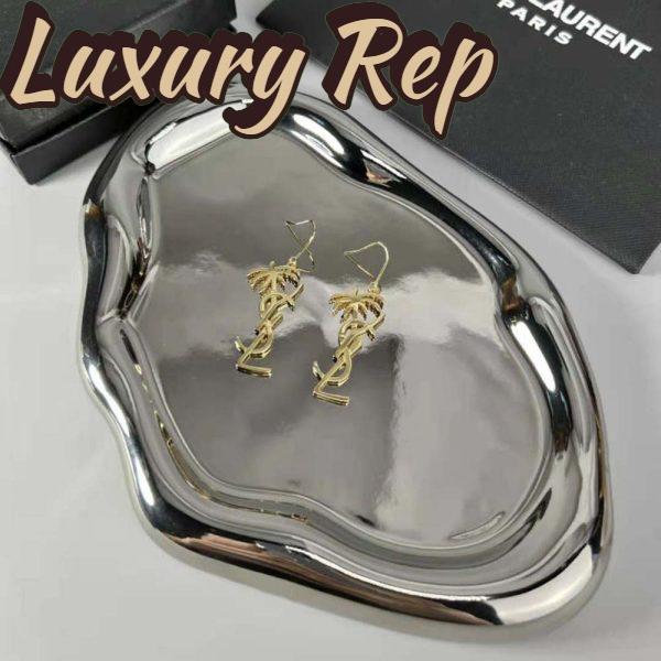 Replica Saint Laurent YSL Women Monogram Palm Earrings in Metal-Gold 3