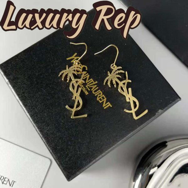 Replica Saint Laurent YSL Women Monogram Palm Earrings in Metal-Gold 5