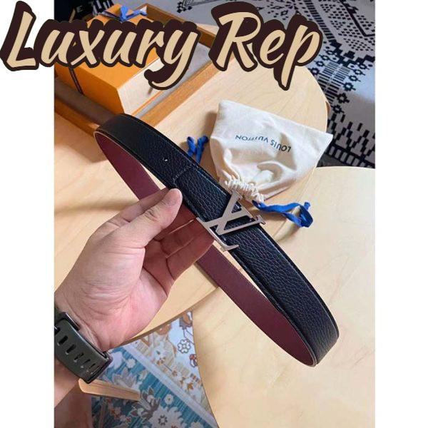 Replica Louis Vuitton Unisex LV Heritage 35 MM Reversible Belt Black Bordeaux Leather 4