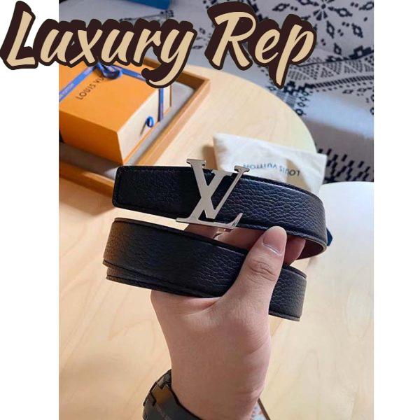 Replica Louis Vuitton Unisex LV Heritage 35 MM Reversible Belt Black Bordeaux Leather 5