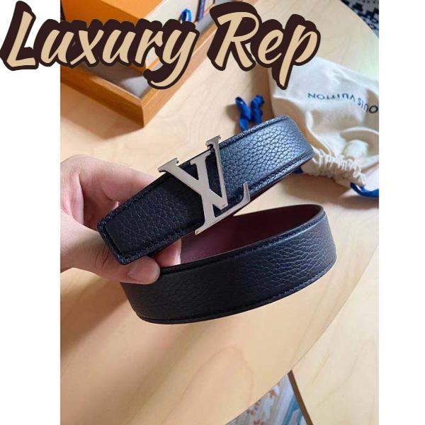 Replica Louis Vuitton Unisex LV Heritage 35 MM Reversible Belt Black Bordeaux Leather 6