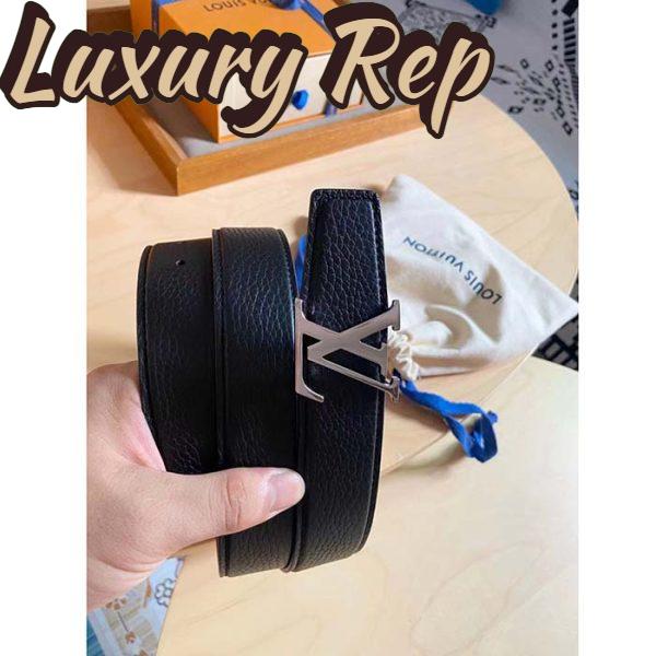 Replica Louis Vuitton Unisex LV Heritage 35 MM Reversible Belt Black Bordeaux Leather 7