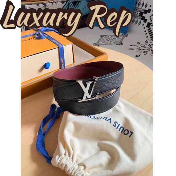 Replica Louis Vuitton Unisex LV Heritage 35 MM Reversible Belt Black Bordeaux Leather 8