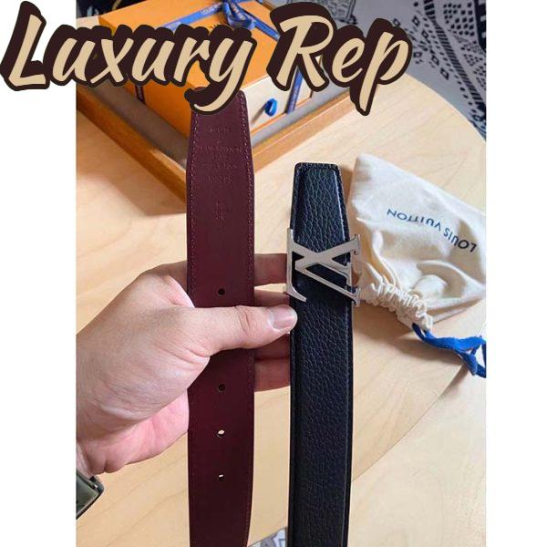 Replica Louis Vuitton Unisex LV Heritage 35 MM Reversible Belt Black Bordeaux Leather 9
