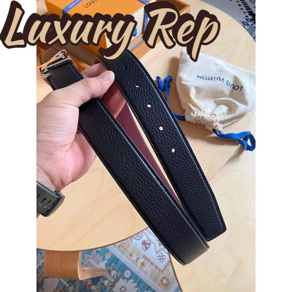 Replica Louis Vuitton Unisex LV Heritage 35 MM Reversible Belt Black Bordeaux Leather 11