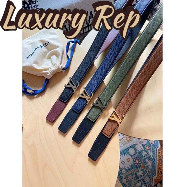 Replica Louis Vuitton Unisex LV Heritage 35 MM Reversible Belt Black Bordeaux Leather 12