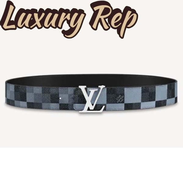 Replica Louis Vuitton Unisex LV Initiales 40 mm Reversible Belt Damier Graphite Canvas Calf-Grey