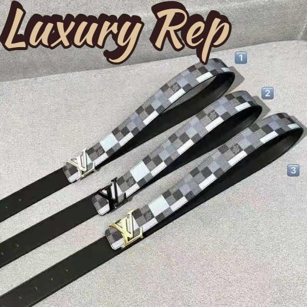 Replica Louis Vuitton Unisex LV Initiales 40 mm Reversible Belt Damier Graphite Canvas Calf-Grey 4