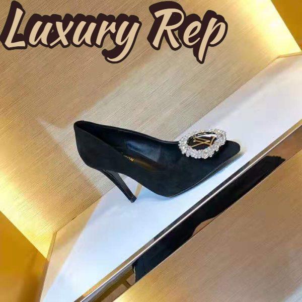 Replica Louis Vuitton LV Women Madeleine Pump in Suede Baby Goat Leather with Oversized LV Circle 8 cm Heel-Black 5