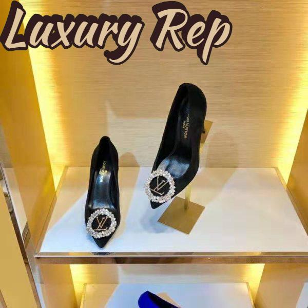 Replica Louis Vuitton LV Women Madeleine Pump in Suede Baby Goat Leather with Oversized LV Circle 8 cm Heel-Black 7