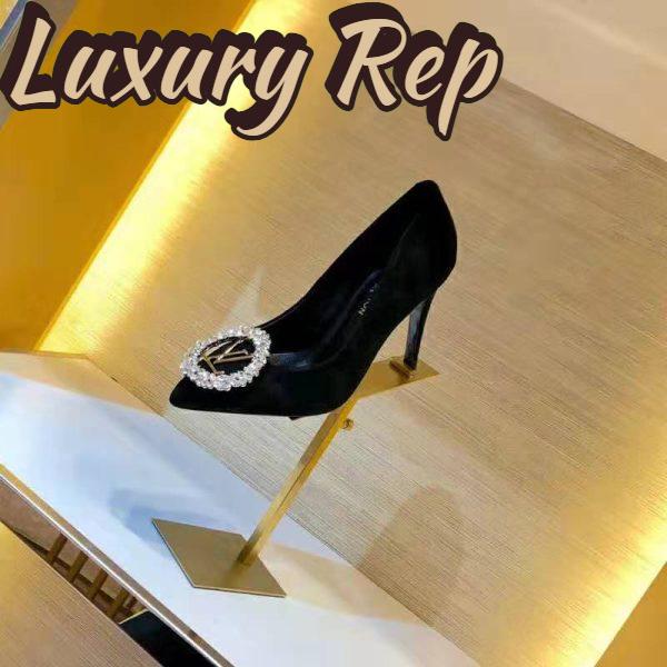 Replica Louis Vuitton LV Women Madeleine Pump in Suede Baby Goat Leather with Oversized LV Circle 8 cm Heel-Black 8
