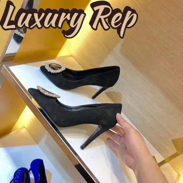 Replica Louis Vuitton LV Women Madeleine Pump in Suede Baby Goat Leather with Oversized LV Circle 8 cm Heel-Black 9