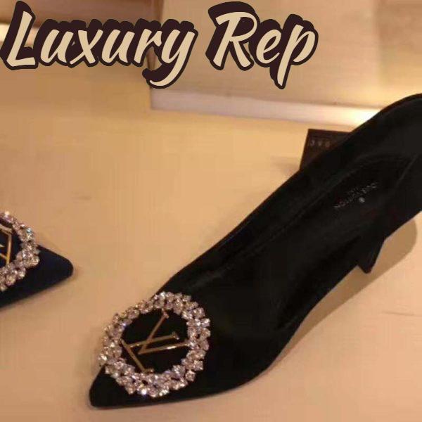 Replica Louis Vuitton LV Women Madeleine Pump in Suede Baby Goat Leather with Oversized LV Circle 8 cm Heel-Black 10