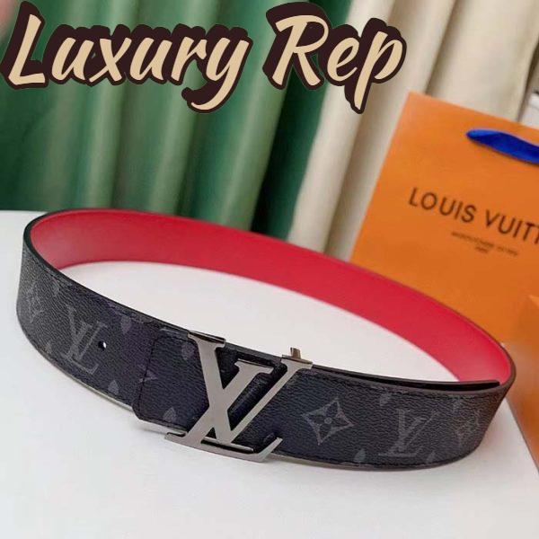 Replica Louis Vuitton Unisex LV Initiales 40MM Reversible Belt Monogram Eclipse Canvas Front 3