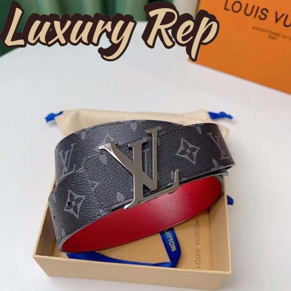 Replica Louis Vuitton Unisex LV Initiales 40MM Reversible Belt Monogram Eclipse Canvas Front 4
