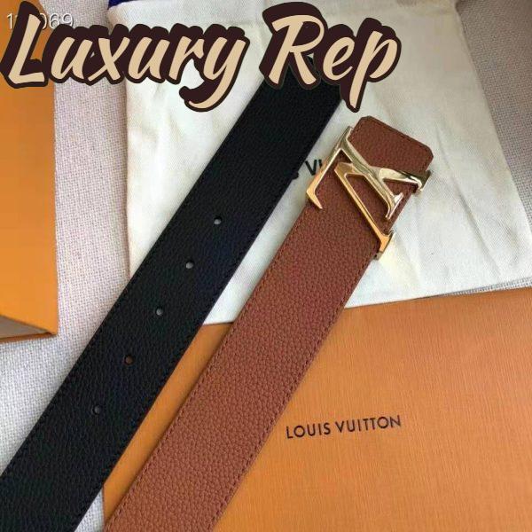 Replica Louis Vuitton Unisex LV Initiales 40mm Reversible Belt Taurillon Leather-Black 3