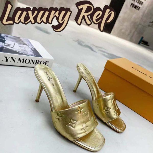 Replica Louis Vuitton LV Women Revival Mule Gold Monogram Embossed Metallic Lambskin 3