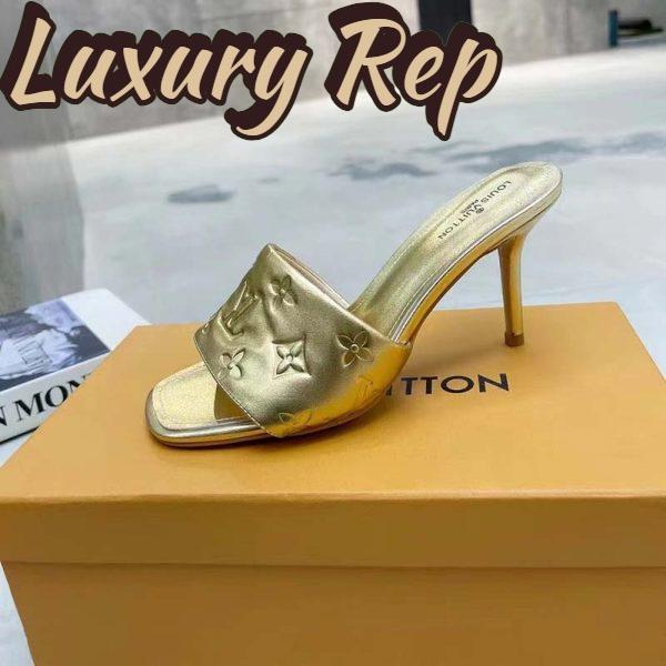 Replica Louis Vuitton LV Women Revival Mule Gold Monogram Embossed Metallic Lambskin 4