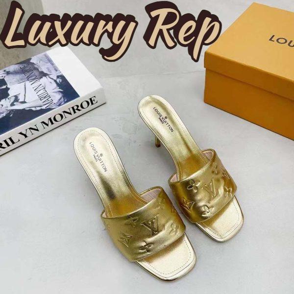 Replica Louis Vuitton LV Women Revival Mule Gold Monogram Embossed Metallic Lambskin 5