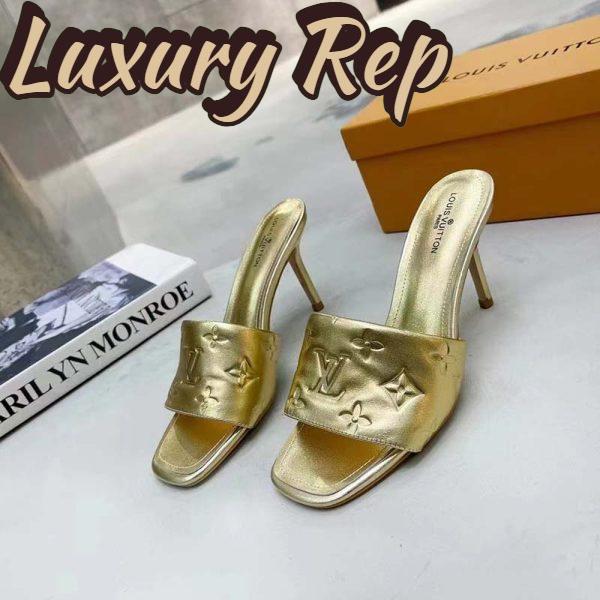 Replica Louis Vuitton LV Women Revival Mule Gold Monogram Embossed Metallic Lambskin 6