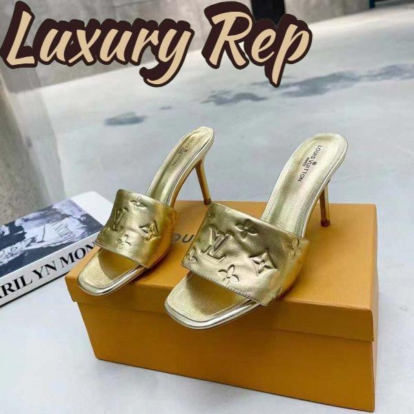 Replica Louis Vuitton LV Women Revival Mule Gold Monogram Embossed Metallic Lambskin 7
