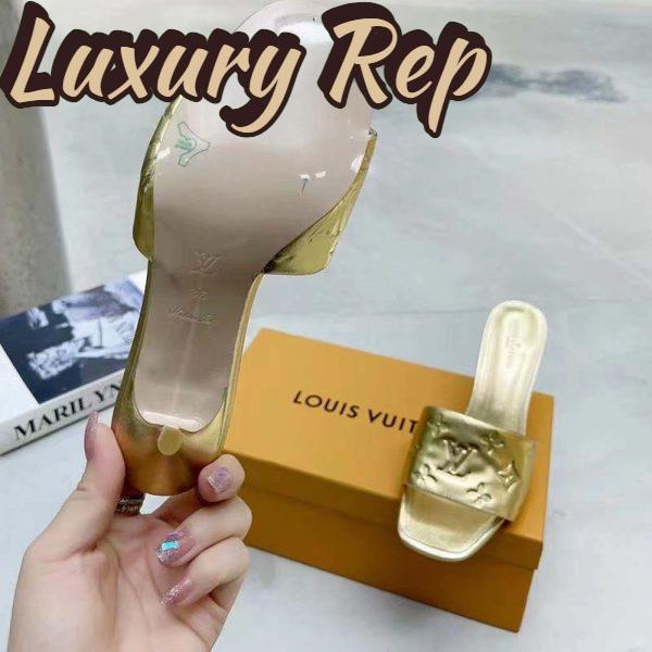 Replica Louis Vuitton LV Women Revival Mule Gold Monogram Embossed Metallic Lambskin 10