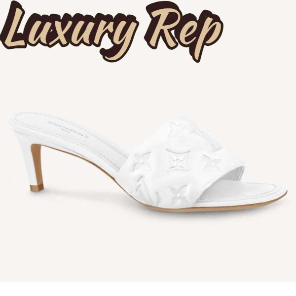 Replica Louis Vuitton LV Women Revival Mule White Monogram Embossed Lambskin 5.5 cm Heel 2