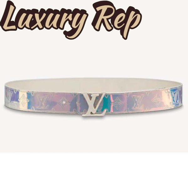Replica Louis Vuitton Unisex LV Shape 40mm Belt Iridescent White PVC Strap Embossed Monogram