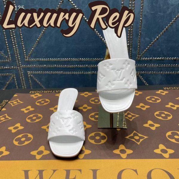 Replica Louis Vuitton LV Women Revival Mule White Monogram Embossed Lambskin 5.5 cm Heel 4