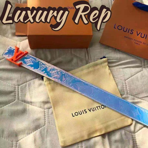 Replica Louis Vuitton Unisex LV Shape 40mm Belt Iridescent White PVC Strap Embossed Monogram 4