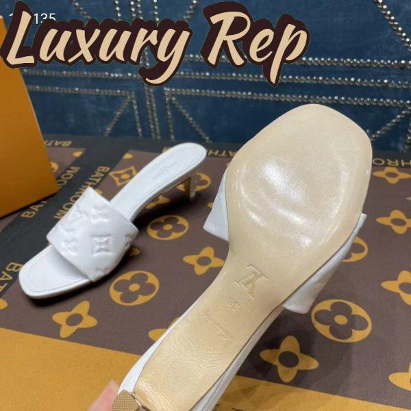 Replica Louis Vuitton LV Women Revival Mule White Monogram Embossed Lambskin 5.5 cm Heel 11