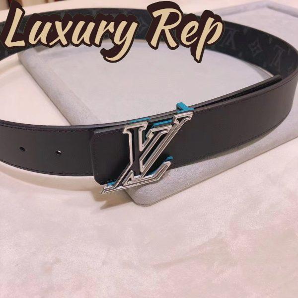 Replica Louis Vuitton Unisex LV Speed 40mm Reversible Belt Turquoise Blue Monogram Eclipse Coated Canvas Leather 5