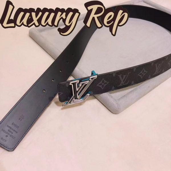 Replica Louis Vuitton Unisex LV Speed 40mm Reversible Belt Turquoise Blue Monogram Eclipse Coated Canvas Leather 6