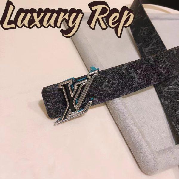 Replica Louis Vuitton Unisex LV Speed 40mm Reversible Belt Turquoise Blue Monogram Eclipse Coated Canvas Leather 7
