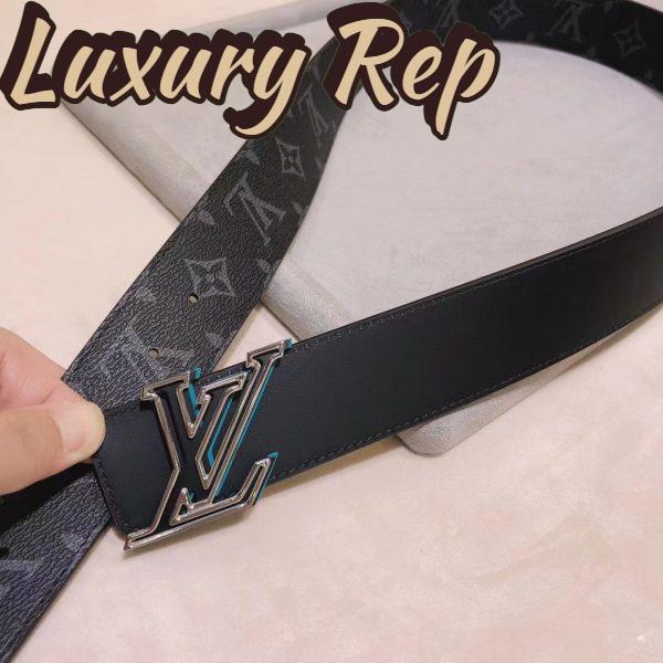 Replica Louis Vuitton Unisex LV Speed 40mm Reversible Belt Turquoise Blue Monogram Eclipse Coated Canvas Leather 9