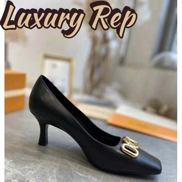Replica Louis Vuitton LV Women Rotary Pump LV Circle Black Calf Leather Outsole 3