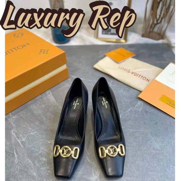 Replica Louis Vuitton LV Women Rotary Pump LV Circle Black Calf Leather Outsole 5