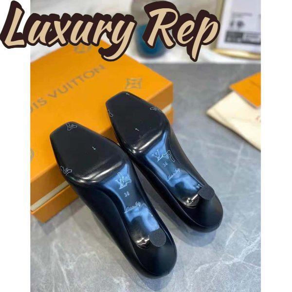 Replica Louis Vuitton LV Women Rotary Pump LV Circle Black Calf Leather Outsole 9