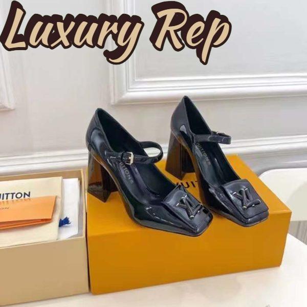 Replica Louis Vuitton LV Women Shake Pump Black Patent Calf Leather Lambskin 8.5 CM Heel 3