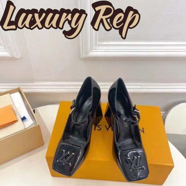 Replica Louis Vuitton LV Women Shake Pump Black Patent Calf Leather Lambskin 8.5 CM Heel 4