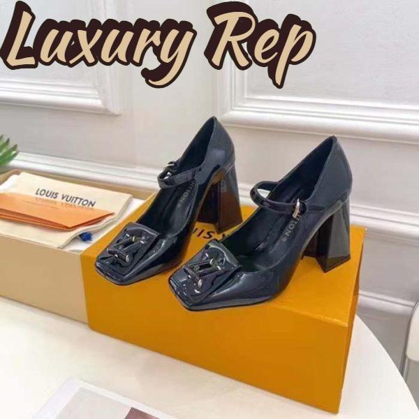 Replica Louis Vuitton LV Women Shake Pump Black Patent Calf Leather Lambskin 8.5 CM Heel 5