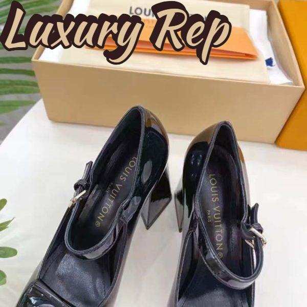 Replica Louis Vuitton LV Women Shake Pump Black Patent Calf Leather Lambskin 8.5 CM Heel 8