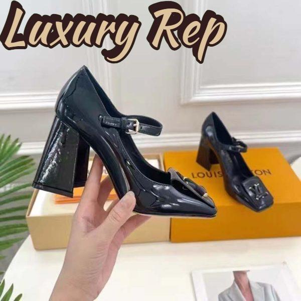 Replica Louis Vuitton LV Women Shake Pump Black Patent Calf Leather Lambskin 8.5 CM Heel 9