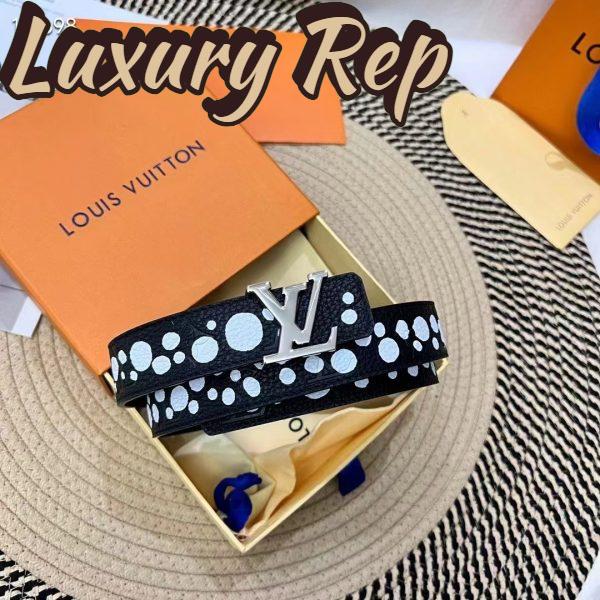 Replica Louis Vuitton Unisex LV x YK LV Initiales 30 MM Reversible Infinity Dots Belt Black Leather 3