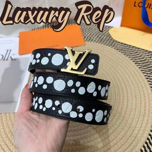 Replica Louis Vuitton Unisex LV x YK LV Initiales 30 MM Reversible Infinity Dots Belt Black Leather 7