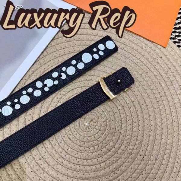Replica Louis Vuitton Unisex LV x YK LV Initiales 30 MM Reversible Infinity Dots Belt Black Leather 8