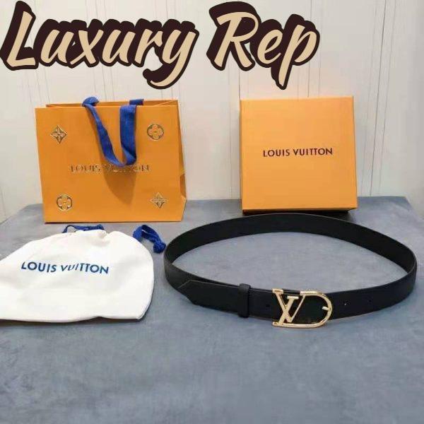 Replica Louis Vuitton Unisex Neogram 30 mm Belt Anagramme Bombé Strap-Black 3