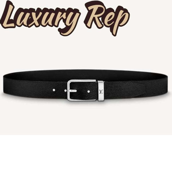 Replica Louis Vuitton Unisex Pont Neuf 35 mm Belt Taiga Calf Leather-Black 2