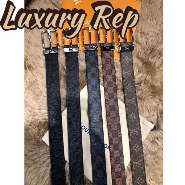 Replica Louis Vuitton Unisex Pont Neuf 35 mm Belt Taiga Calf Leather-Black 9